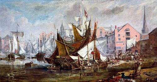 Liverpool Dock Scene with Warehouses, , Henry Melling