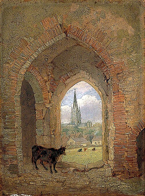 View through the Archway of the Cow Tower, Norwich, Showing the Dean Meadow, 1840, Henry Ninham