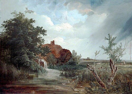 Landscape with a Cottage, a Figure and Sheep, , Robert Leman