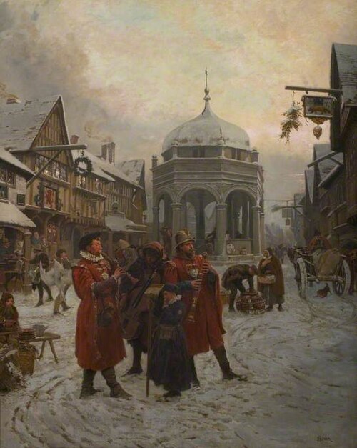 Christmas Eve, Highcross Market, Leicester, Sixteenth Century, 1900, Henry Reynolds Steer