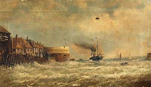 The Royal Yacht 'Victoria and Albert' (1855) Entering Portsmouth Harbour with the Isle of Wight in t, , Henry Robins