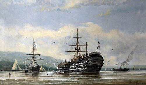 HMS 'Britannia' and 'Hindostan', 1885, Henry Robins