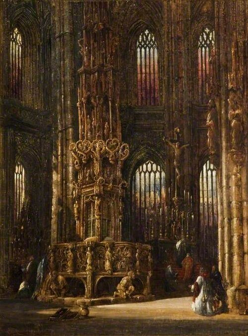Interior of the Church of St Lawrence, Nuremberg, Germany, 1875, Henry Thomas Schafer