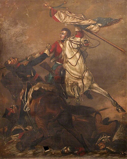 Sergeant Andrews Capturing the French Colours at Waterloo or the Fight for the Standard, 1850, Herbert Evans