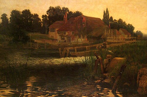 Bell Weir Lock and 'Angler's Rest', Staines, 1860, Herbert Lyndon