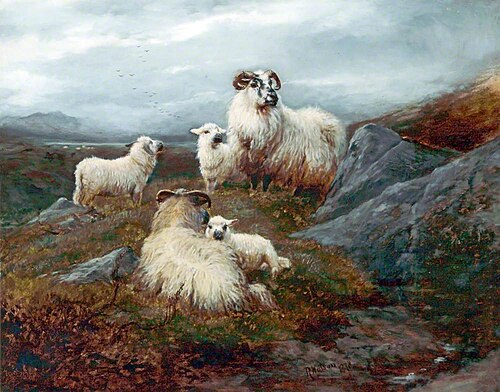 Five Sheep in a Landscape, , Robert Watson
