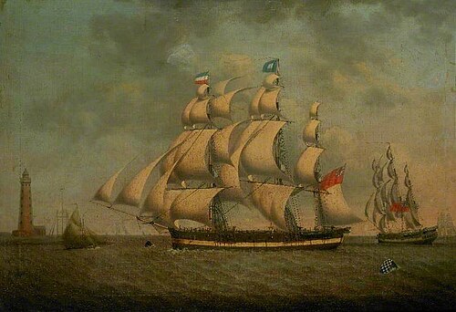 Whaler and Stone Lighthouse, 1814, Robert Willoughby