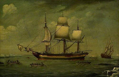 Sailing Barque in the Arctic with Whale Boats, 1840, Robert Willoughby