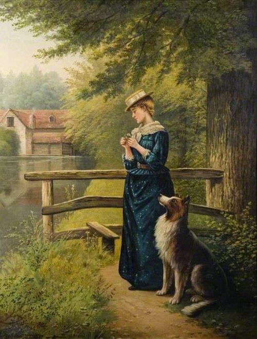 Portrait of a Woman and a Dog, 1891, A. Drinkwater