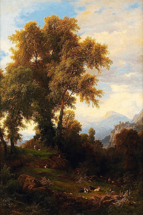 Pastoral scene in a mountainous landscape, 1860, Alessandro Castelli