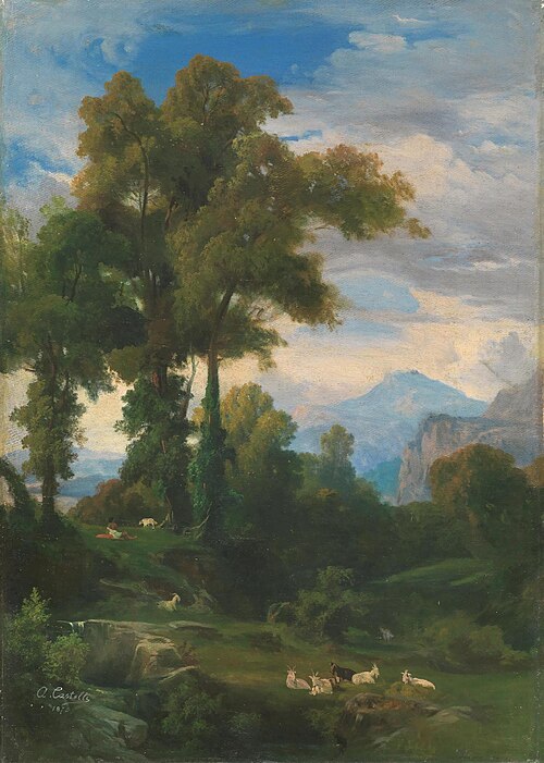 Landscape with Goats and Shepherd, 1870, Alessandro Castelli