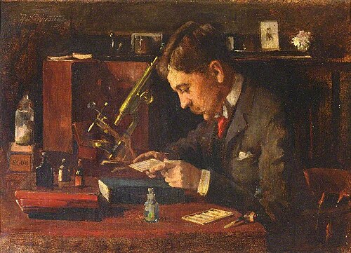 A Man Preparing Microscope Slides, 1901, Rodolphe Christen