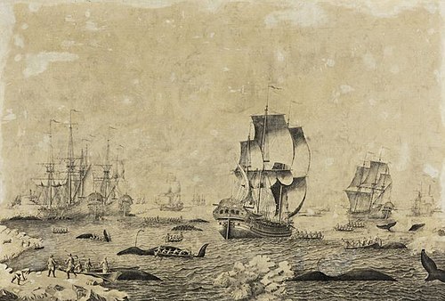 Penschilderij met walvisvaart in bedrijf, , Roelof van Salm