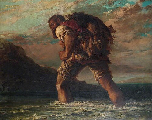 Animal Hunter Crossing a Stream, , Horace W. Petherick