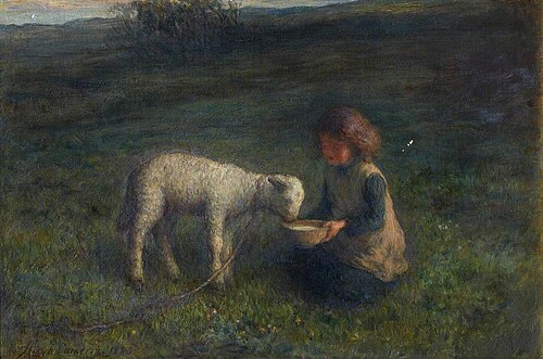 The Pet Lamb, 1885, Hugh Cameron