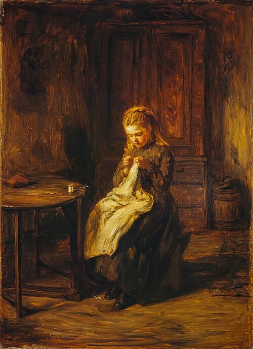 A Girl Sewing, , Hugh Cameron