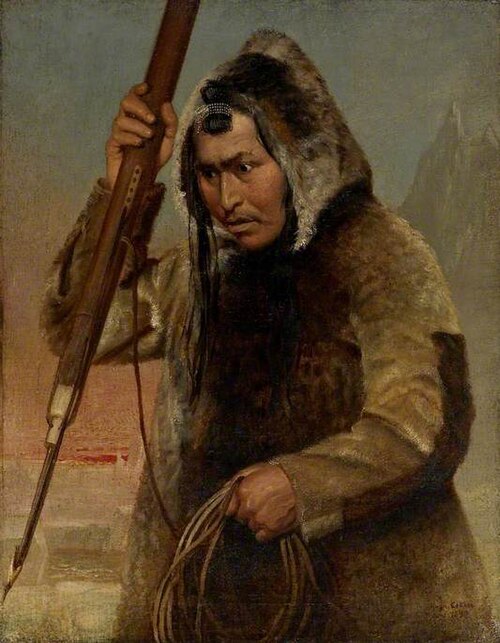 Eskimo Throwing a Harpoon, 1877, Hugh Collins