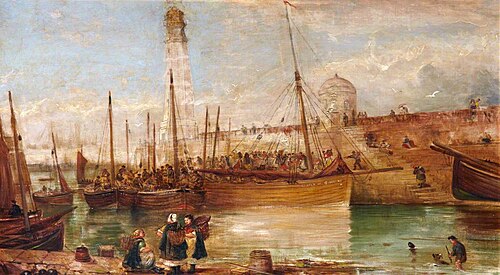 Sale of Bait: The Arrival of the Mussel Boats, Newhaven, , Alexander Leggett