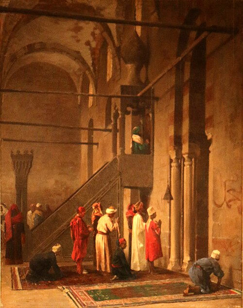 La prière devant le mirhâb., 1869, Louis Claude Mouchot