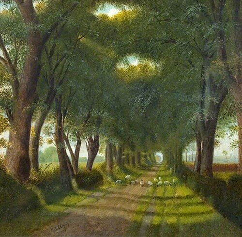 Avenue of Trees with Sheep on the Road*, 1908, Alfred Balding