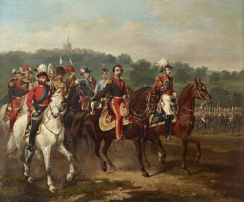 Prince Albert, the Prince Consort (1819-1861) with the Emperor Napoleon III (1808-1873) and the Firs, 1855, Alfred Frank de Prades