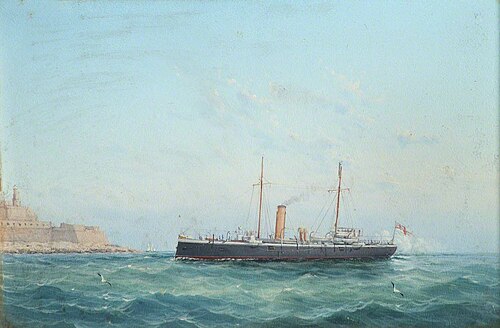 The British cruiser 'Fearless' off Malta, , Luigi Galea