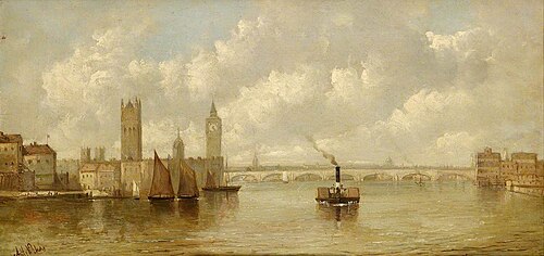 View of the New Houses of Parliament from the River, 1860–1870, 1865, Alfred Henry Vickers