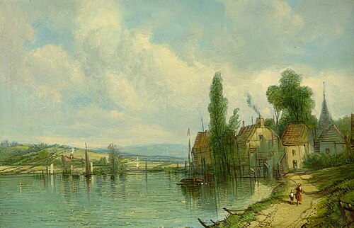 River Scene with Figures, , Alfred Henry Vickers