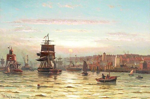 The Entrance to the Tyne, Sunset, 1899, Duncan Fraser McLea