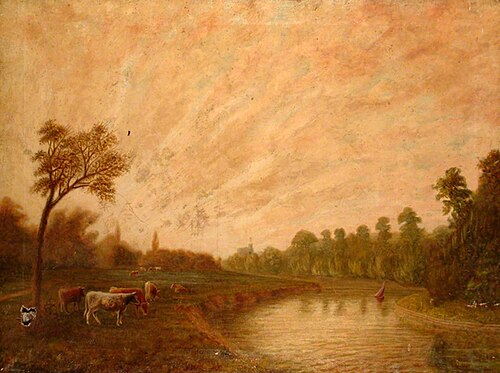 View of Runnymede, Surrey from Towpath with Windsor Castle in the Distance, 1890, Alfred John Harris