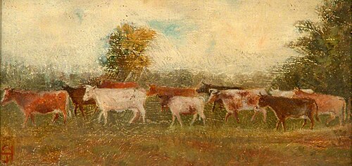 Cows on the Mead, Egham, 1900, Alfred John Harris