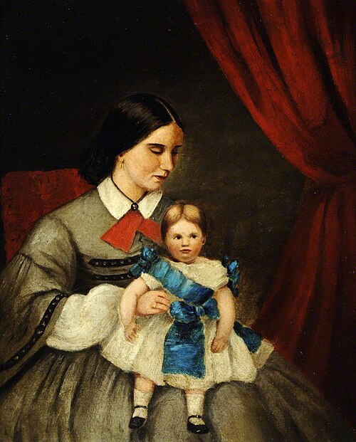 Jane Charlotte Rose Every, Mrs Rowland Mosley (m. 1858 - d. 1874) and her Eldest Daughter Theresa Ja, 1860, Rowland Mosley