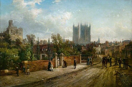 A View of Lincoln Cathedral from Drury Lane, 1886, M. Clouse