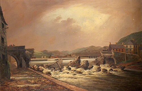 Trefechan Bridge Immediately after the Flood of 1886, 1886, Alfred Worthington