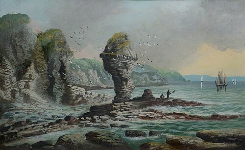 Egg Rock, Aberystwyth, 1909, Alfred Worthington