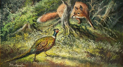 Fox and Pheasant, 1900, Alfred Worthington