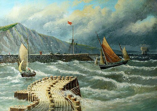 Aberystwyth Harbour, 1900, Alfred Worthington