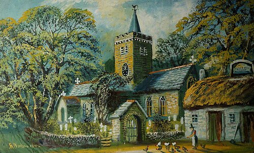 Llanbadarn Church, 1900, Alfred Worthington