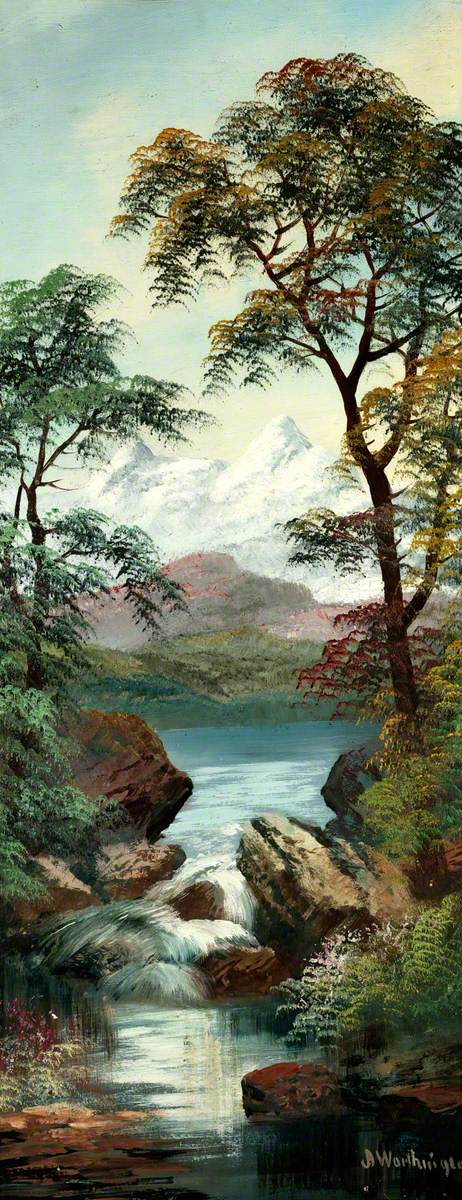 Mountain, Lake and Stream, , Alfred Worthington