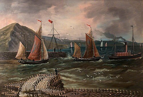 Harbour Scene, Aberystwyth, 1897, Alfred Worthington