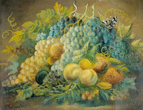 Still Life, Fruit and Butterfly, 1900, Alfred Worthington