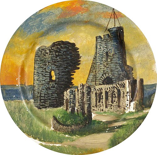 Aberystwyth Castle (finger plate), 1920, Alfred Worthington