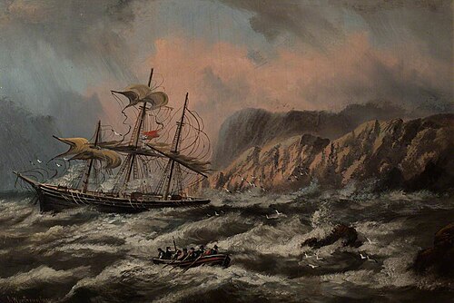 Seascape with a Shipwreck, Aberystwyth, 1897, Alfred Worthington