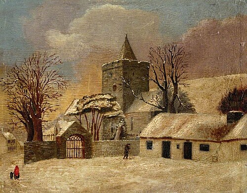 St Padarn's, Llanbadarn Fawr, in Winter, 1902, Alfred Worthington