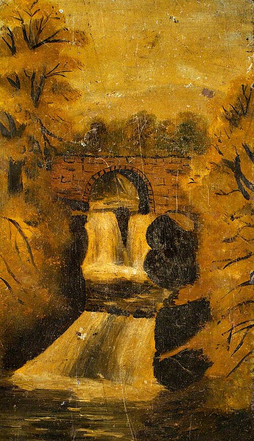 Bridge and Waterfall, Pont Dologau, , Alfred Worthington