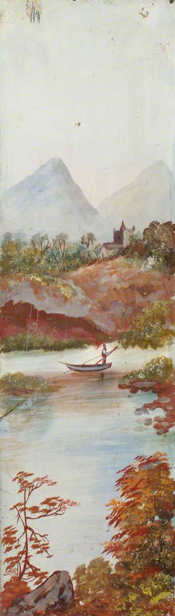 Boat on a Lake with Mountains, , Alfred Worthington