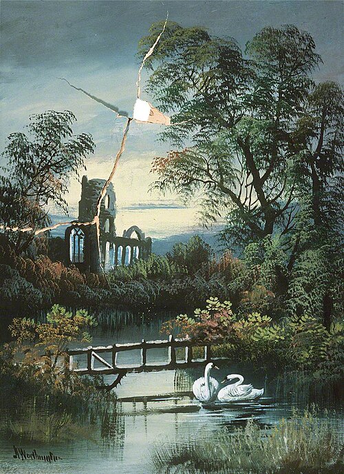 River Landscape and a Ruined Abbey, 1890, Alfred Worthington