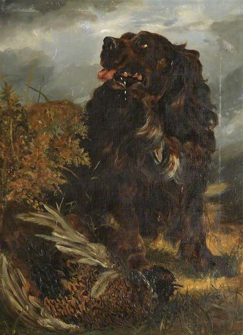 Spaniel with a Pheasant, 1875, Aline Thellusson