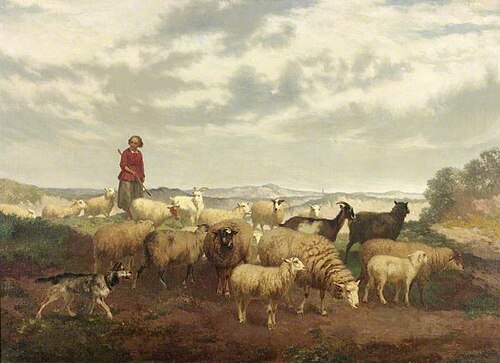 Shepherdess with Flock, 1860, Edouard Woutermaertens
