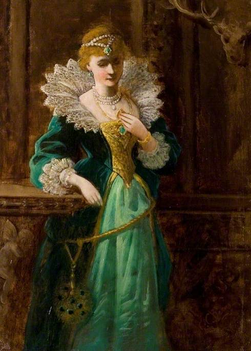 Amy Robsart (1532–1560), Looking at the Portrait of Leicester, , Edward Charles Barnes